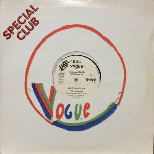 Grandmaster Melle Mel & The Furious Five - White Lines (U.K. Mastermix) - 12" Single | Pre-Owned Vinyl