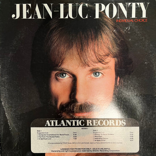 Jean-Luc Ponty – Individual Choice - Promo | Vintage Vinyl