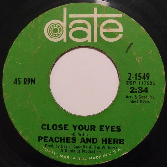 Peaches And Herb* - Close Your Eyes - 7" | Vintage Vinyl